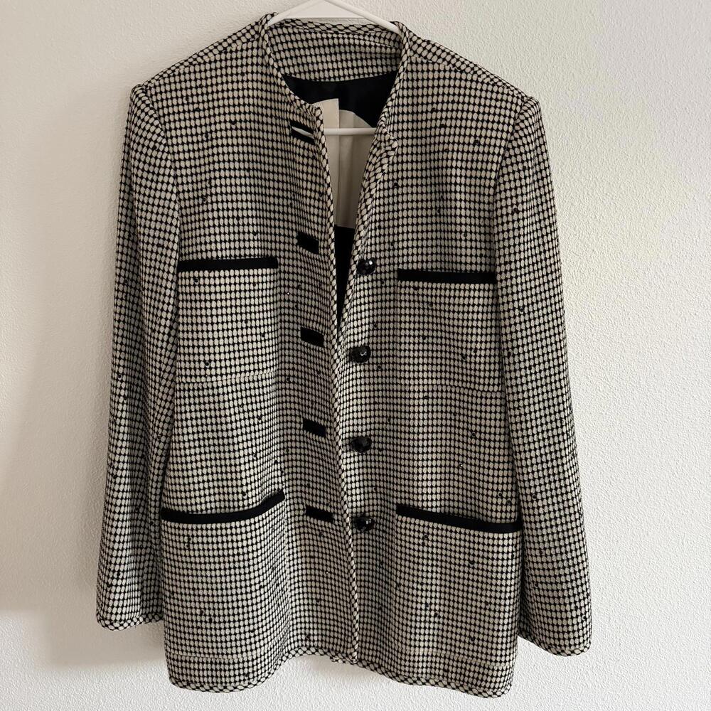 Vintage 80's David Hayes Wool Silk Jacket Sz 10 Chanel-Inspired Tailored Luxury